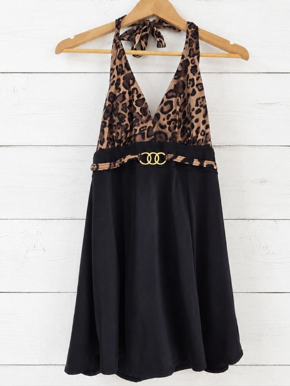 Jaclyn Smith Leopard Halter Dress Swimsuit Size 10